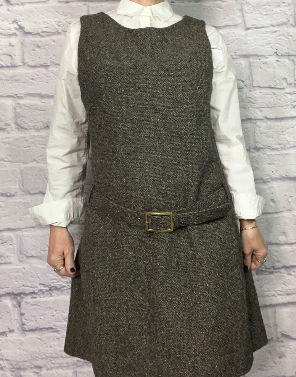 Vintage Y2K The Limited Wool/Mohair/Silk Blend Tweed Belted Jumper Dress